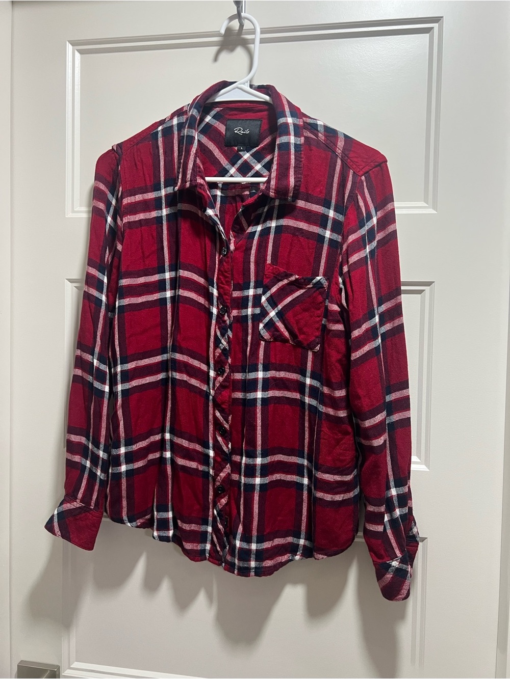 Rails Red Plaid Button-Up Shirt with Navy & White Accents